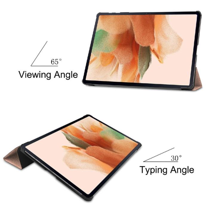 Bild 4,  Samsung Galaxy Tab S7 FE / S7 Plus / S8 Plus Fodral Tri-Fold Roséguld - Teknikhallen.se