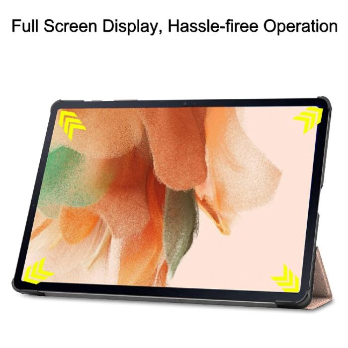 Bild 5,  Samsung Galaxy Tab S7 FE / S7 Plus / S8 Plus Fodral Tri-Fold Roséguld - Teknikhallen.se