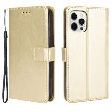  iPhone 13 Pro Max - Klassiskt L&auml;der Fodral - Guld - Teknikhallen.se