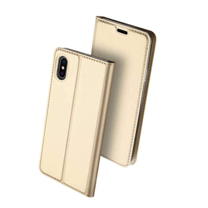 Bild 2,  iPhone Xs Max Plånboksfodral - Guld - Teknikhallen.se