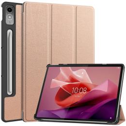  Lenovo Tab P12 Fodral Tri-Fold Läder Roséguld - Teknikhallen.se