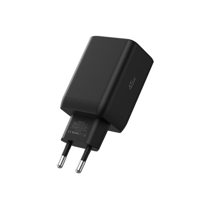 Bild 3, Tech-Protect Tech-Protect 45W PD 2x USB-C Väggladdare Svart - Teknikhallen.se