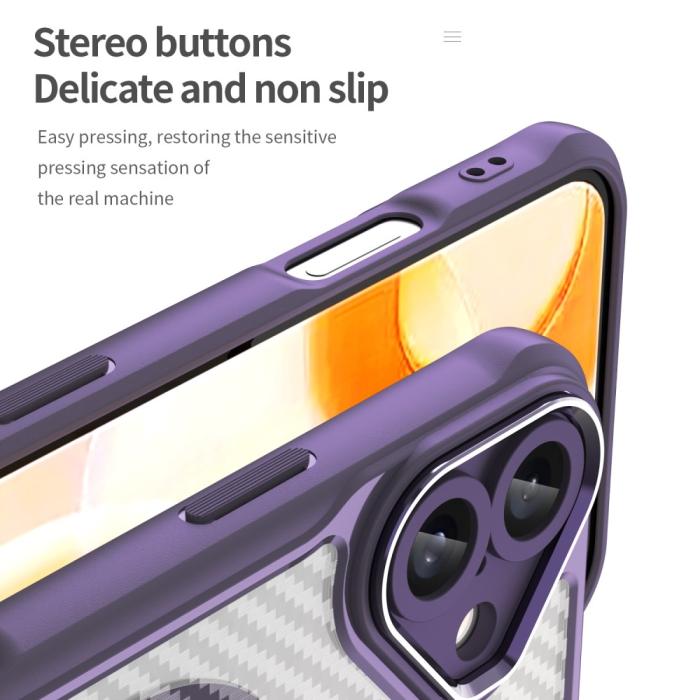 Bild 5,  iPhone 16 Plus Skal Hybrid Kolfiber Textur MagSafe Lila - Teknikhallen.se
