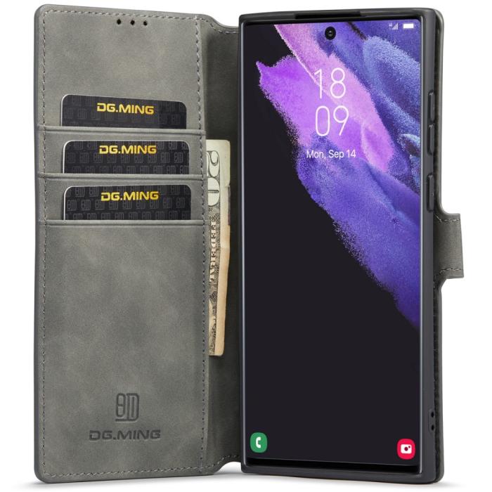 Bild 5, DG.MING DG.MING Samsung Galaxy S22 Ultra Fodral Retro Läder Grå - Teknikhallen.se