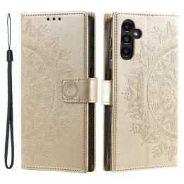  Samsung Galaxy S23 FE Fodral Mandala Läder Guld - Teknikhallen.se