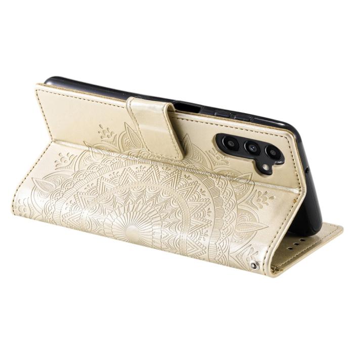 Bild 4,  Samsung Galaxy S23 FE Fodral Mandala Läder Guld - Teknikhallen.se