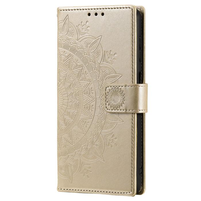 Bild 5,  Samsung Galaxy S23 FE Fodral Mandala Läder Guld - Teknikhallen.se