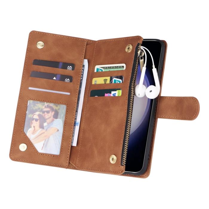 Bild 4,  Samsung Galaxy S24 Plus Fodral Läder Multifunktionell Brun - Teknikhallen.se