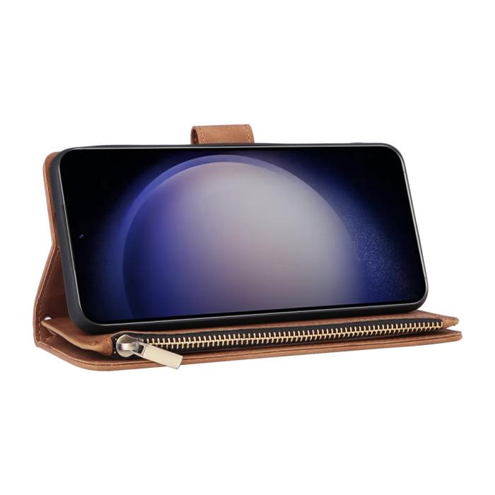 Bild 5,  Samsung Galaxy S24 Plus Fodral Läder Multifunktionell Brun - Teknikhallen.se