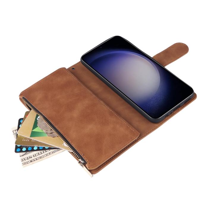 Bild 6,  Samsung Galaxy S24 Plus Fodral Läder Multifunktionell Brun - Teknikhallen.se