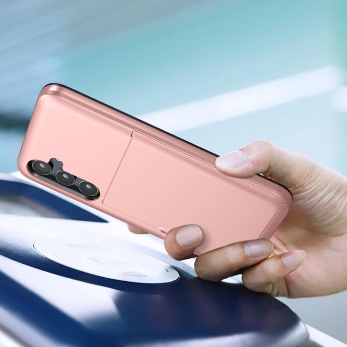 Bild 2,  Samsung Galaxy A55 5G Skal Hybrid Med Kortfack Rosa - Teknikhallen.se