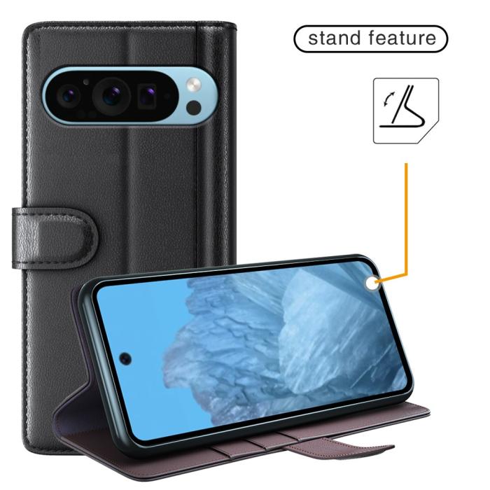 Bild 6,  Google Pixel 9/9 Pro Fodral Premium Äkta Läder Brun - Teknikhallen.se