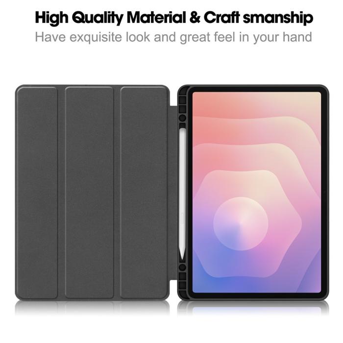 Bild 3,  Samsung Galaxy Tab S11 Fodral Tri-Fold Läder Röd - Teknikhallen.se