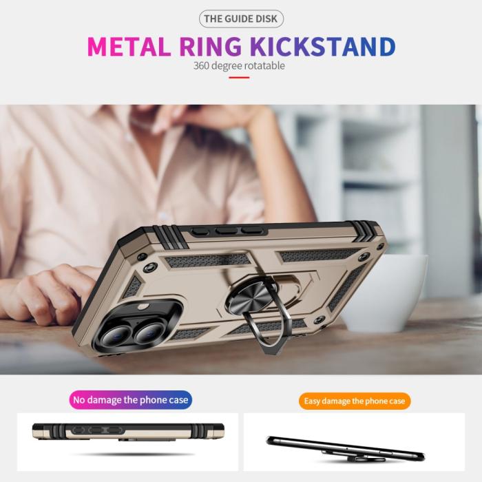 Bild 2,  iPhone 16 Skal Shockproof Hybrid Ring Guld - Teknikhallen.se