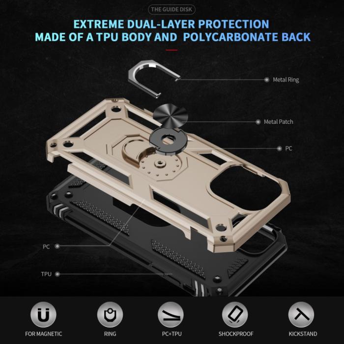 Bild 5,  iPhone 16 Skal Shockproof Hybrid Ring Guld - Teknikhallen.se