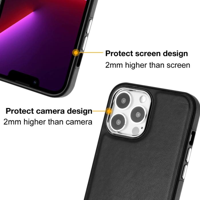 Bild 4,  iPhone 15 Pro Max Skal Läder Belagt Svart - Teknikhallen.se