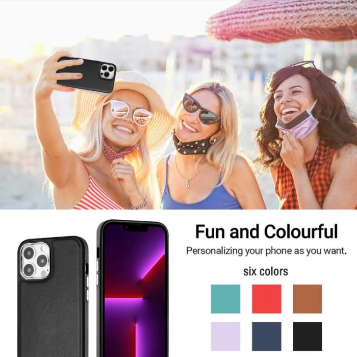 Bild 6,  iPhone 15 Pro Max Skal Läder Belagt Svart - Teknikhallen.se