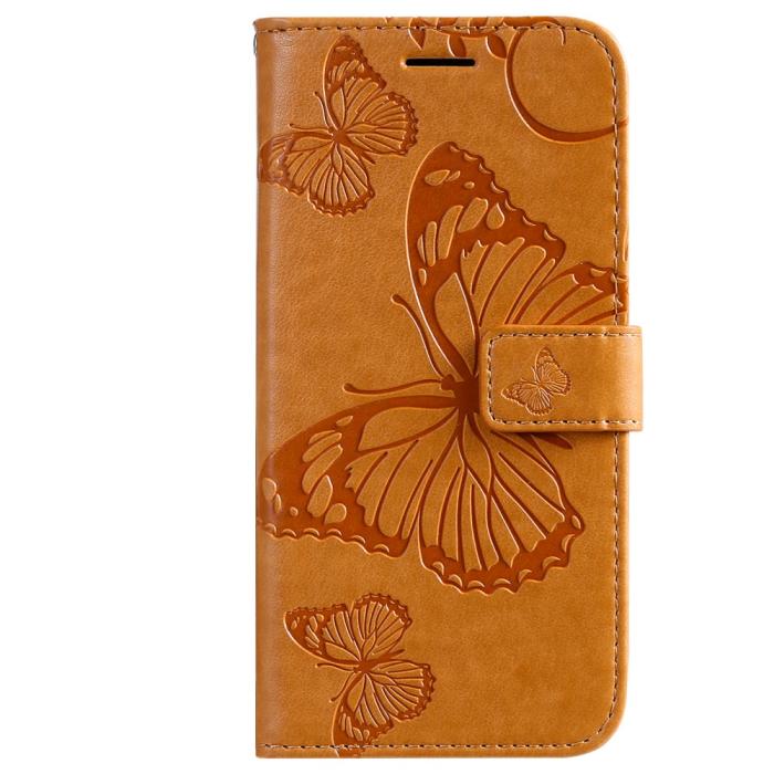 Bild 3,  Samsung Galaxy S22 Plus Fodral Fjärilar Tryckt Läder Ljus Brun - Teknikhallen.se