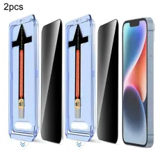  iPhone 14 / 13 Pro / 13 2-PACK Sk&auml;rmskydd H&auml;rdat Glas Privacy - Teknikhallen.se