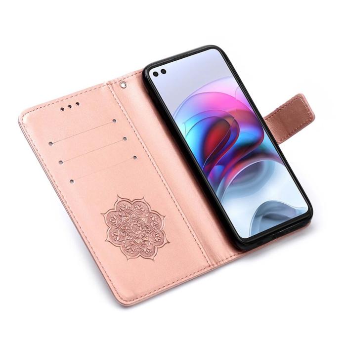 Bild 6,  Motorola Moto G100 Fodral Läder Dream Catcher Roséguld - Teknikhallen.se