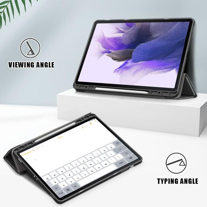 Bild 2,  Galaxy Tab S7 FE/S7 Plus/S8 Plus Tri-Fold Fodral Med Pennhållare Svart - Teknikhallen.se