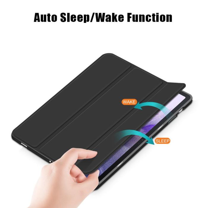 Bild 3,  Galaxy Tab S7 FE/S7 Plus/S8 Plus Tri-Fold Fodral Med Pennhållare Svart - Teknikhallen.se