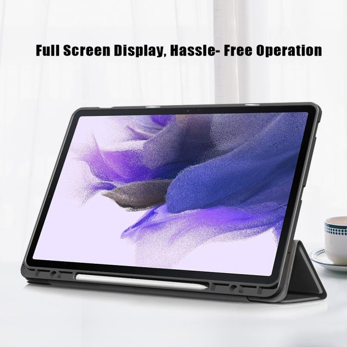 Bild 5,  Galaxy Tab S7 FE/S7 Plus/S8 Plus Tri-Fold Fodral Med Pennhållare Svart - Teknikhallen.se
