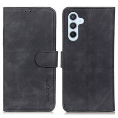 KHAZNEH KHAZNEH Galaxy A34 5G Fodral Retro L&auml;der Svart - Teknikhallen.se