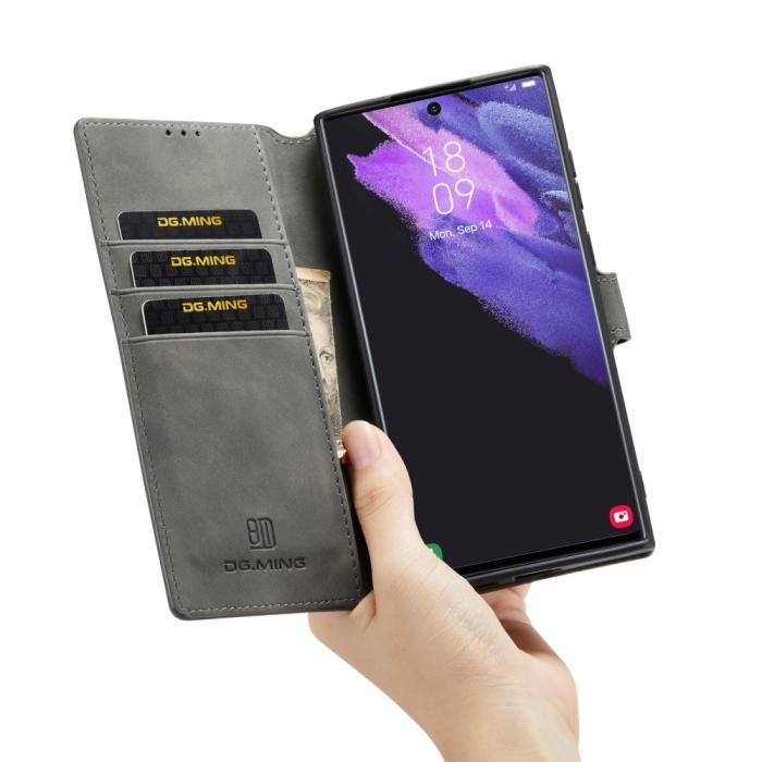 Bild 6, DG.MING DG.MING Samsung Galaxy S22 Ultra Fodral Retro Läder Grå - Teknikhallen.se