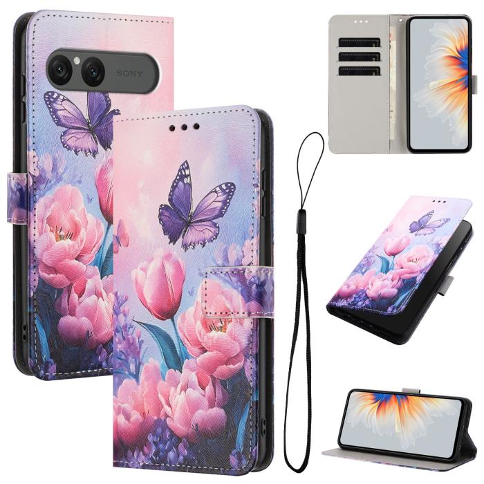 Bild 2,  Sony Xperia 10 VII Fodral Med Tryck Rosa Blommor - Teknikhallen.se