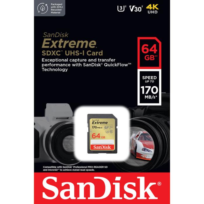 Bild 2, SanDisk SanDisk SDXC Extreme Pro 64 GB Minneskort - Teknikhallen.se