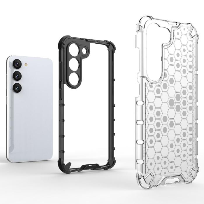 Bild 2,  Samsung Galaxy S23 Skal Shockproof Honeycomb Textur Grå - Teknikhallen.se