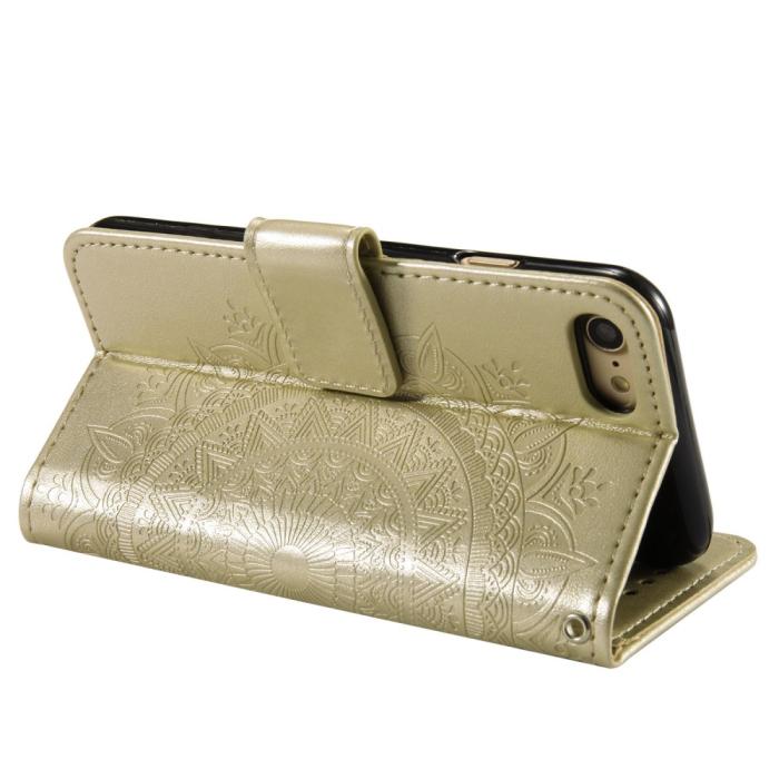 Bild 4,  iPhone 17e / 16e Fodral Mandala Läder Guld - Teknikhallen.se