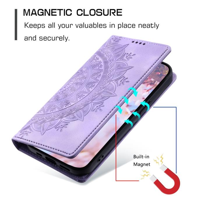 Bild 6,  Honor X5c Plus Fodral Flip Mandala Läder Lila - Teknikhallen.se