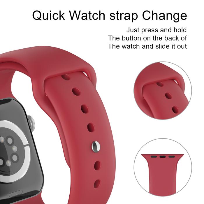Bild 4, ColorPop Apple Watch 38/40/41/42 mm Silikon Armband (M/L) Crimson - Teknikhallen.se