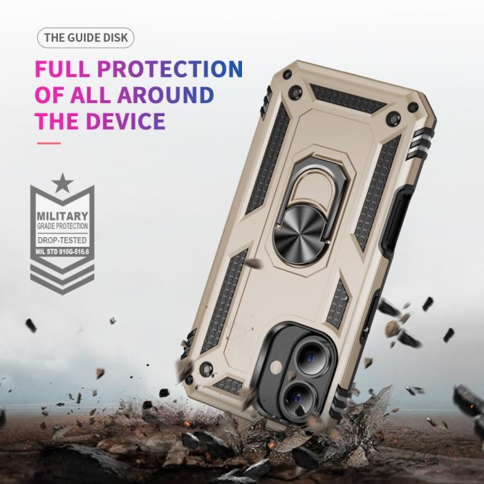 Bild 6,  iPhone 16 Skal Shockproof Hybrid Ring Guld - Teknikhallen.se