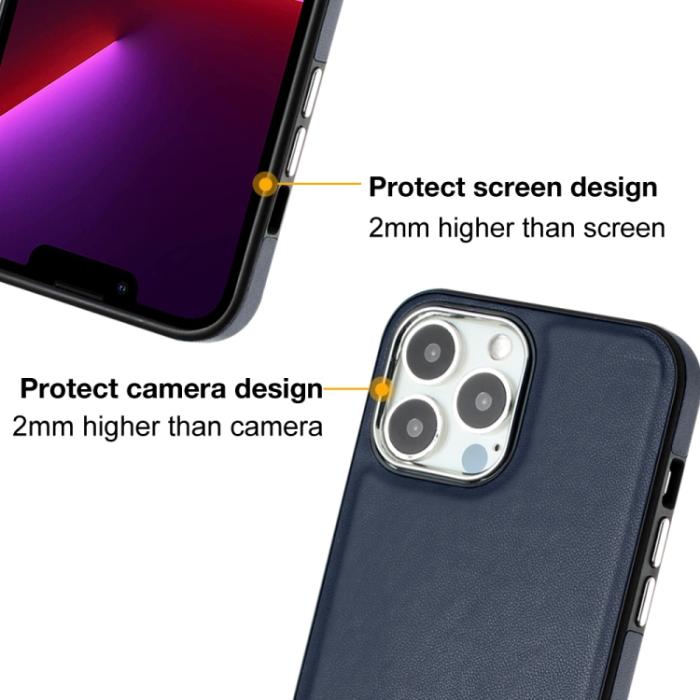 Bild 4,  iPhone 15 Pro Max Skal Läder Belagt Blå - Teknikhallen.se
