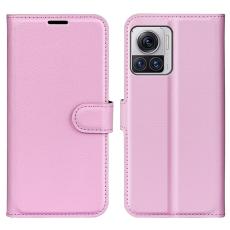 Motorola Edge 30 Ultra 5G Fodral Litchi L&auml;der Ljus Rosa - Teknikhallen.se