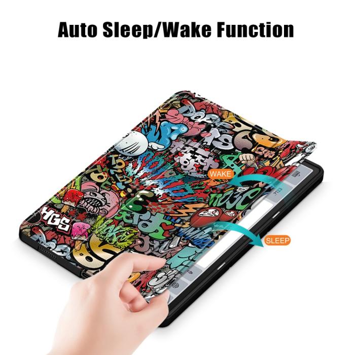 Bild 4,  Lenovo Tab P12 Fodral Tri-Fold Läder Graffiti - Teknikhallen.se