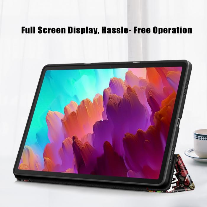 Bild 5,  Lenovo Tab P12 Fodral Tri-Fold Läder Graffiti - Teknikhallen.se