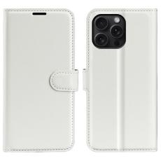  iPhone 16 Pro Fodral Litchi L&auml;der Vit - Teknikhallen.se