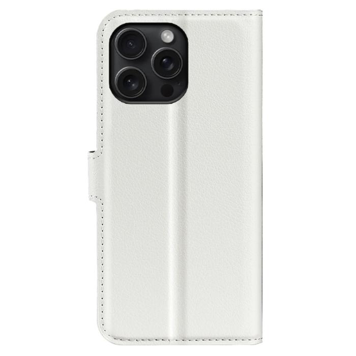 Bild 6,  iPhone 16 Pro Fodral Litchi Läder Vit - Teknikhallen.se