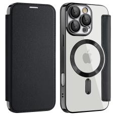  iPhone 16 Pro Max Fodral MagSafe Flip L&auml;der RFID Svart - Teknikhallen.se