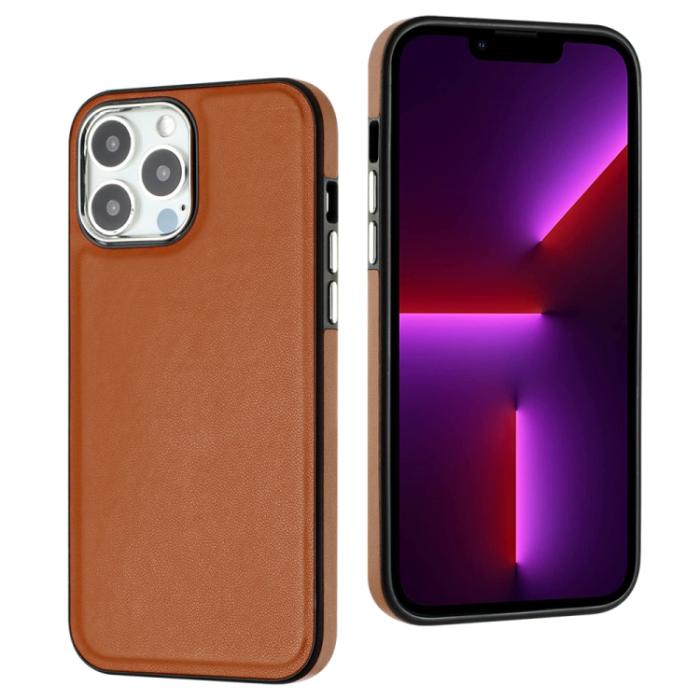 Bild 2,  iPhone 15 Pro Max Skal Läder Belagt Brun - Teknikhallen.se