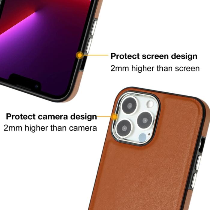 Bild 4,  iPhone 15 Pro Max Skal Läder Belagt Brun - Teknikhallen.se