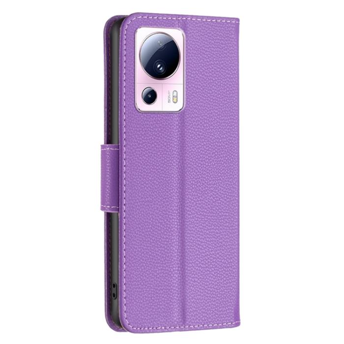 Bild 3,  Xiaomi 13 Lite 5G Fodral Litchi Shark Läder Lila - Teknikhallen.se