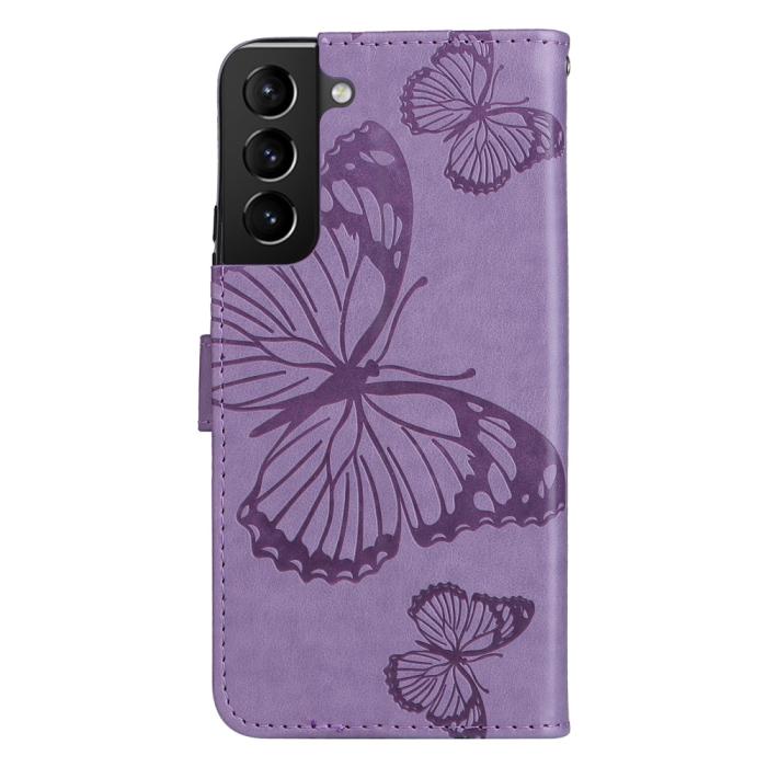 Bild 4,  Samsung Galaxy S22 Plus Fodral Fjärilar Tryckt Läder Lila - Teknikhallen.se