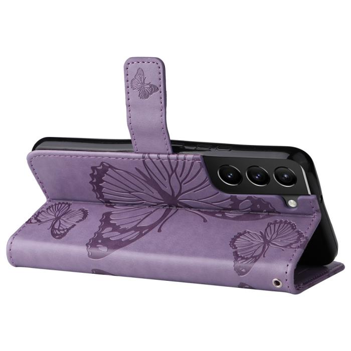 Bild 6,  Samsung Galaxy S22 Plus Fodral Fjärilar Tryckt Läder Lila - Teknikhallen.se