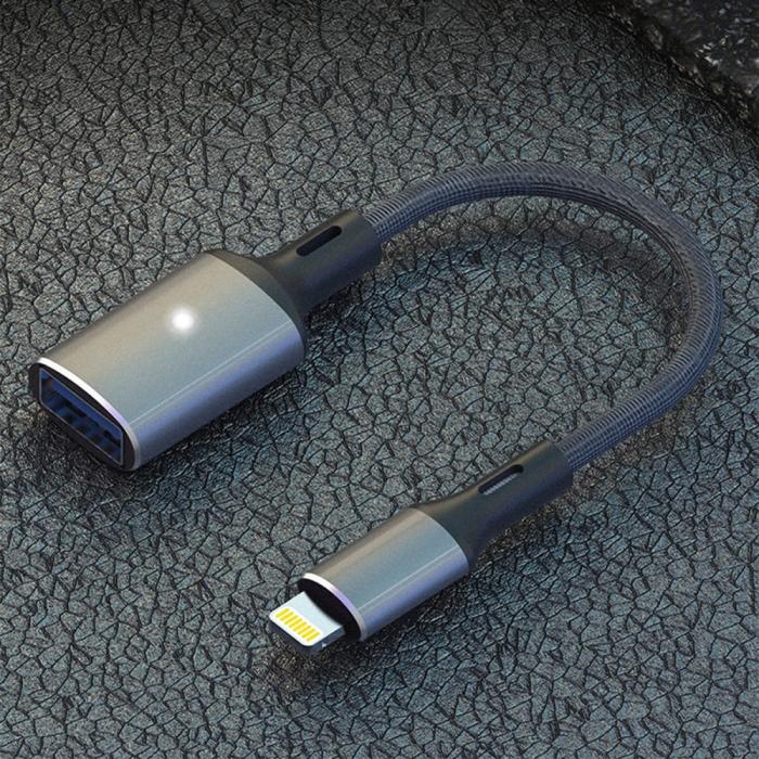 Bild 2,  Lightning till USB-A Kabeladapter Svart - Teknikhallen.se