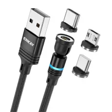 ENKAY ENKAY 1 m 3in1 USB-C / Lightning / MicroUSB 360&deg; Magnetkabel - Teknikhallen.se